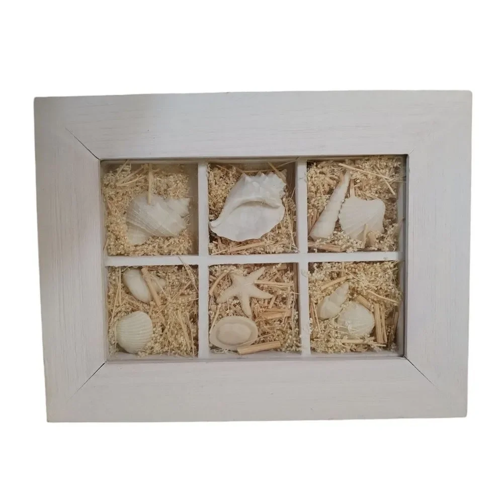 2003 Michael Alan Designs‎ Seaside Seashell Starfish White Blue Diarama Set Of 2